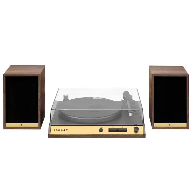 Vinyl Record Shelf Turntable with Speakers, Walnut Finish – product image 3 | SeeMyMails Marketplace