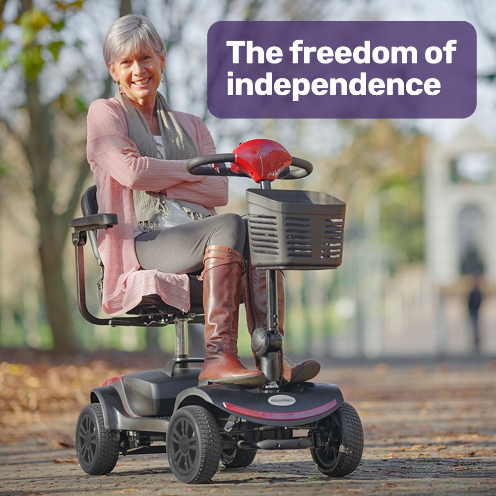 EQUIPMED Electric Mobility Scooter Portable Folding for Elderly Older Adult, SmartRider Black & Red – product view 4 | SeeMyMails Marketplace