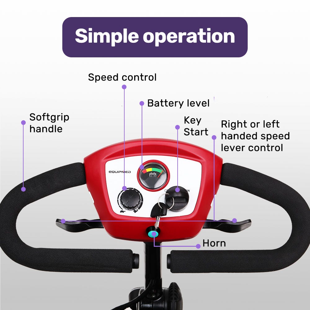 EQUIPMED Electric Mobility Scooter Portable Folding for Elderly Older Adult, SmartRider Black & Red – product view 5 | SeeMyMails Marketplace