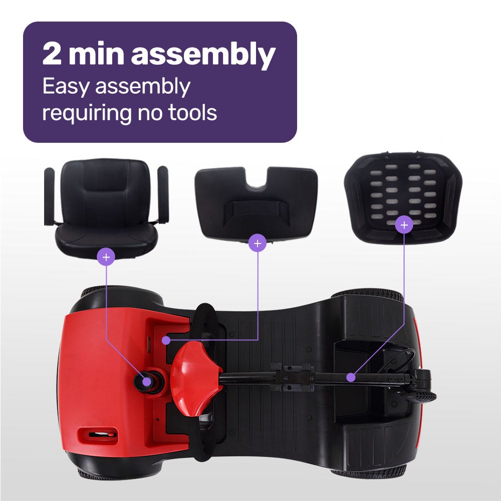 EQUIPMED Electric Mobility Scooter Portable Folding for Elderly Older Adult, SmartRider Black & Red | SeeMyMails Marketplace