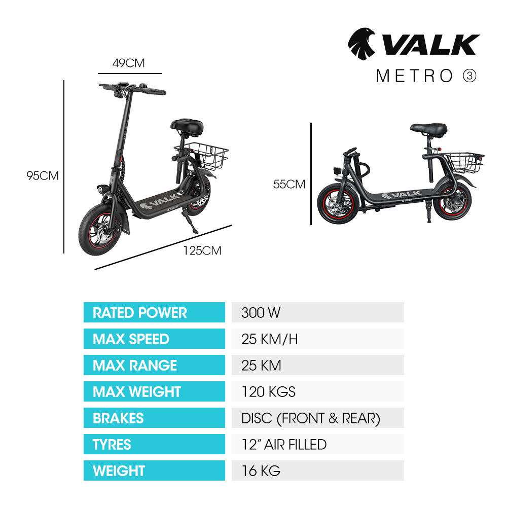 VALK Electric Scooter with Seat, Disc brakes, 12" Tyres, AU Compliant, for Adults, Teens, Commuter,  – product view 3 | SeeMyMails Marketplace