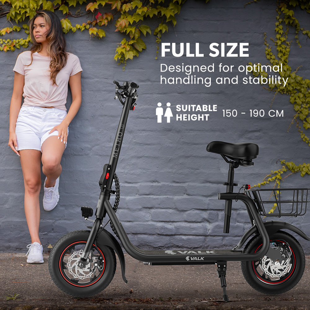 VALK Electric Scooter with Seat, Disc brakes, 12" Tyres, AU Compliant, for Adults, Teens, Commuter,  – product view 4 | SeeMyMails Marketplace