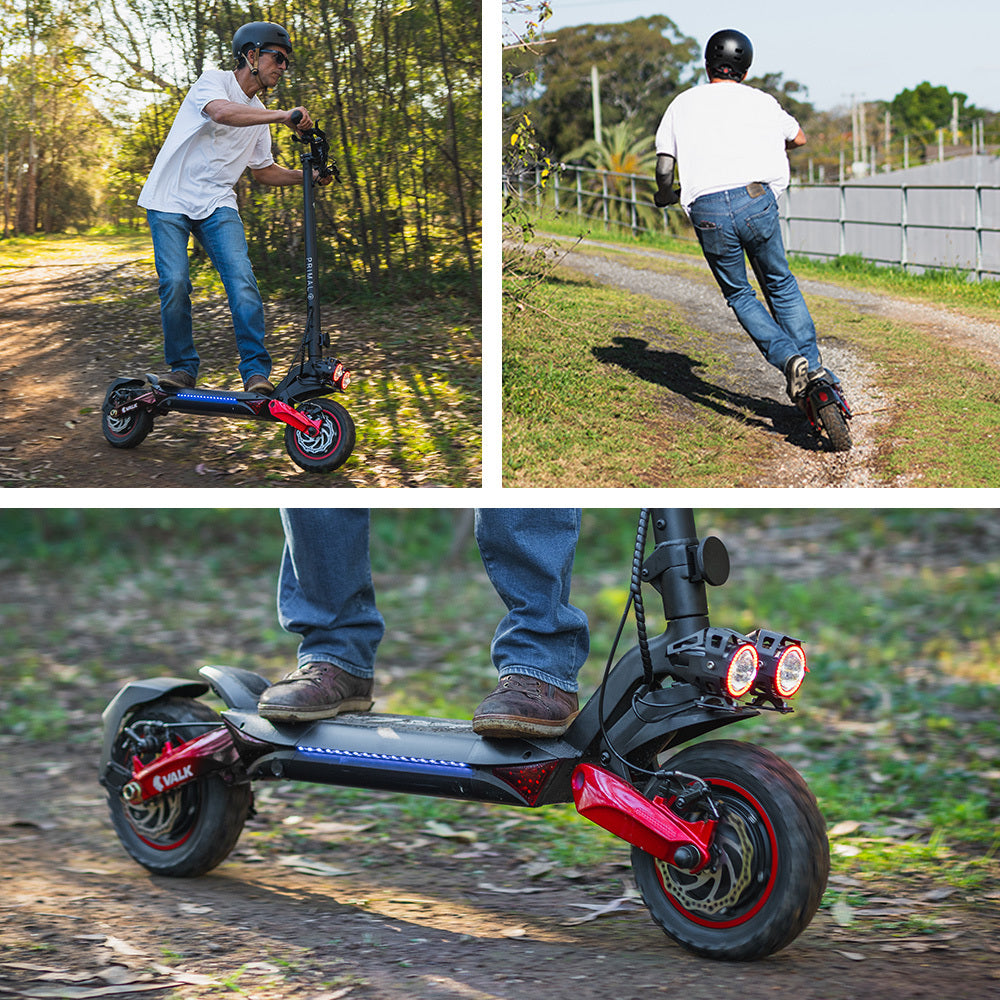 NNEDSZ VALK Primal 9 Dual Motor 1600W Extreme Hill Climbing Electric e-Scooter, Black/Red – product view 2 | SeeMyMails Marketplace