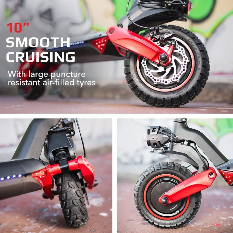 NNEDSZ VALK Primal 9 Dual Motor 1600W Extreme Hill Climbing Electric e-Scooter, Black/Red – product view 3 | SeeMyMails Marketplace