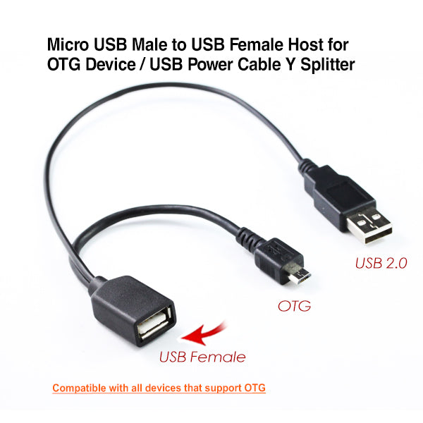 NNEDSZ Micro USB Male to USB Female Host for OTG Device / USB Power Cable Y Splitter | SeeMyMails Marketplace