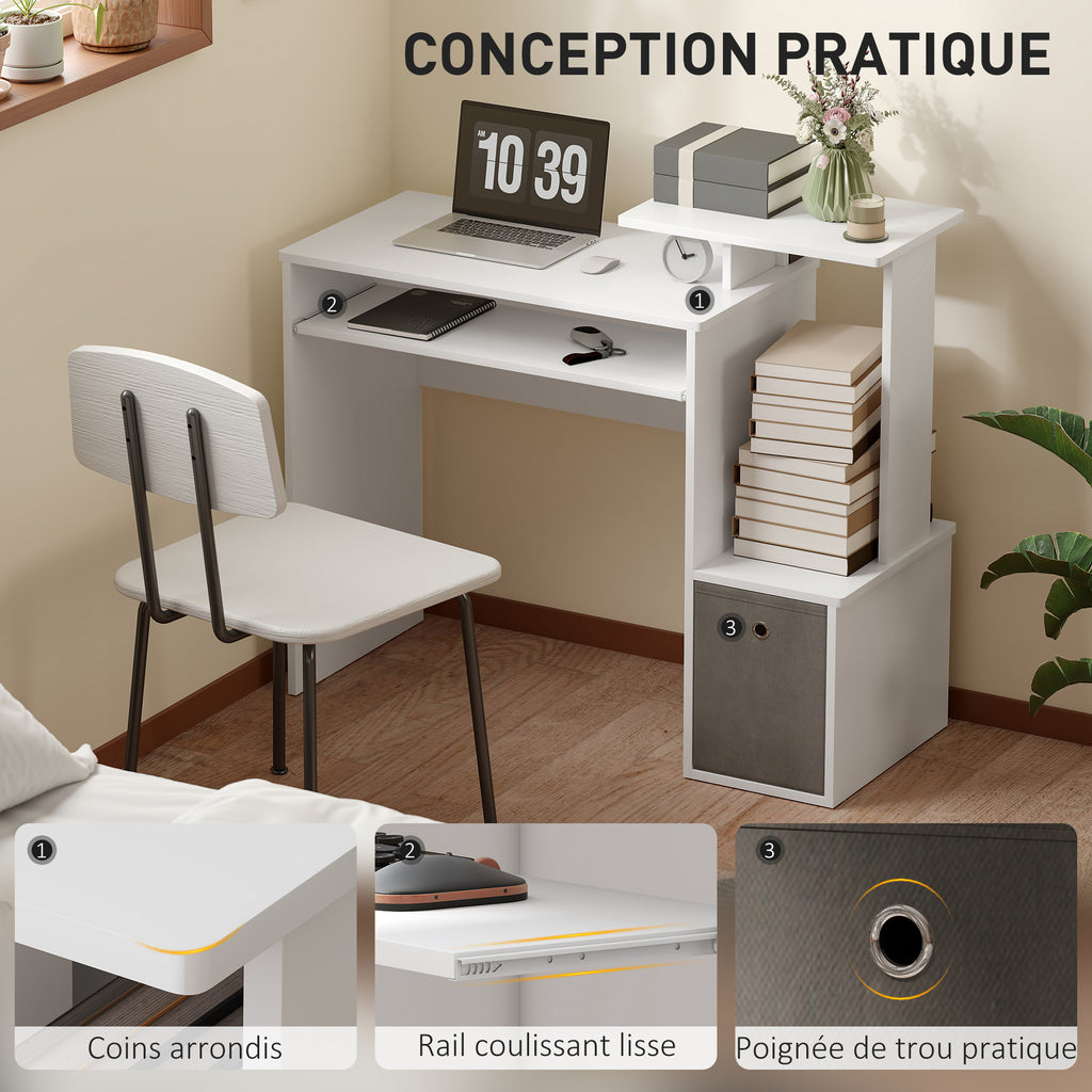 Bureau Informatique multimédia étagères Tablette Clavier Panier Gris Panneaux Particules Blanc – product image 7 | SeeMyMails Marketplace