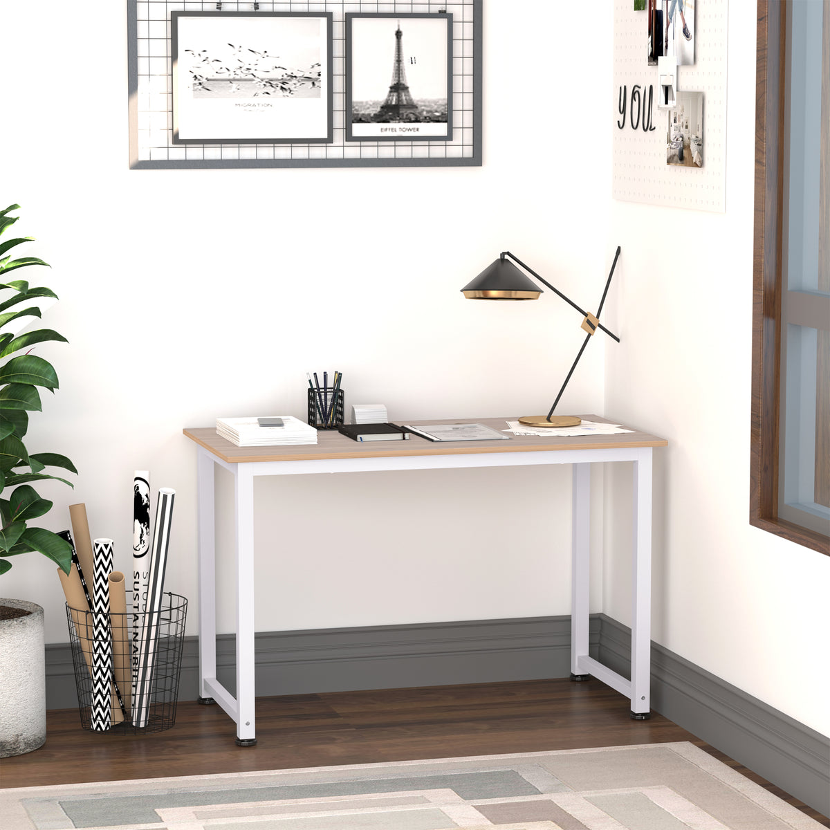 Table ordinateur table salle à manger 120x60x76cm chêne et Blanc Multifonction Grand Plateau Cadre R – product view 4 | SeeMyMails Marketplace