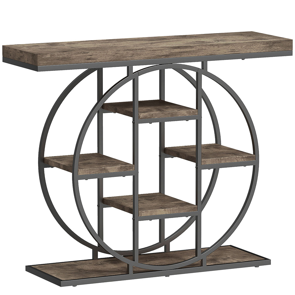 Table Console d'Entrée Meuble d'Entrée Industrielle 6 Étagères Rangement Plateau 4cm 100 x 30 x 81,5 – product image 3 | SeeMyMails Marketplace