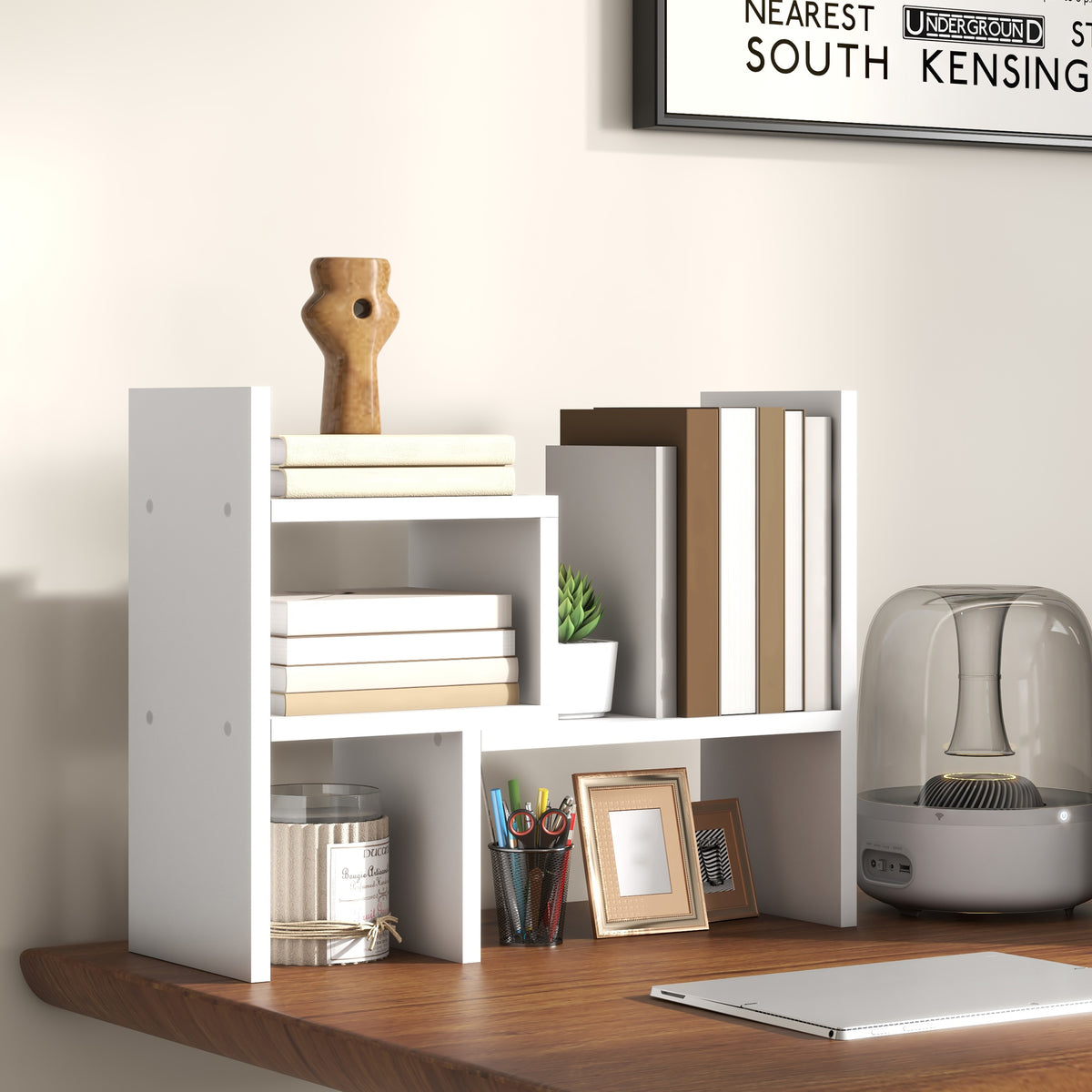 Étagère de bureau modulable, organisateur de bureau multifonctionnel, 2 pièces, MDF, blanc – product view 3 | SeeMyMails Marketplace