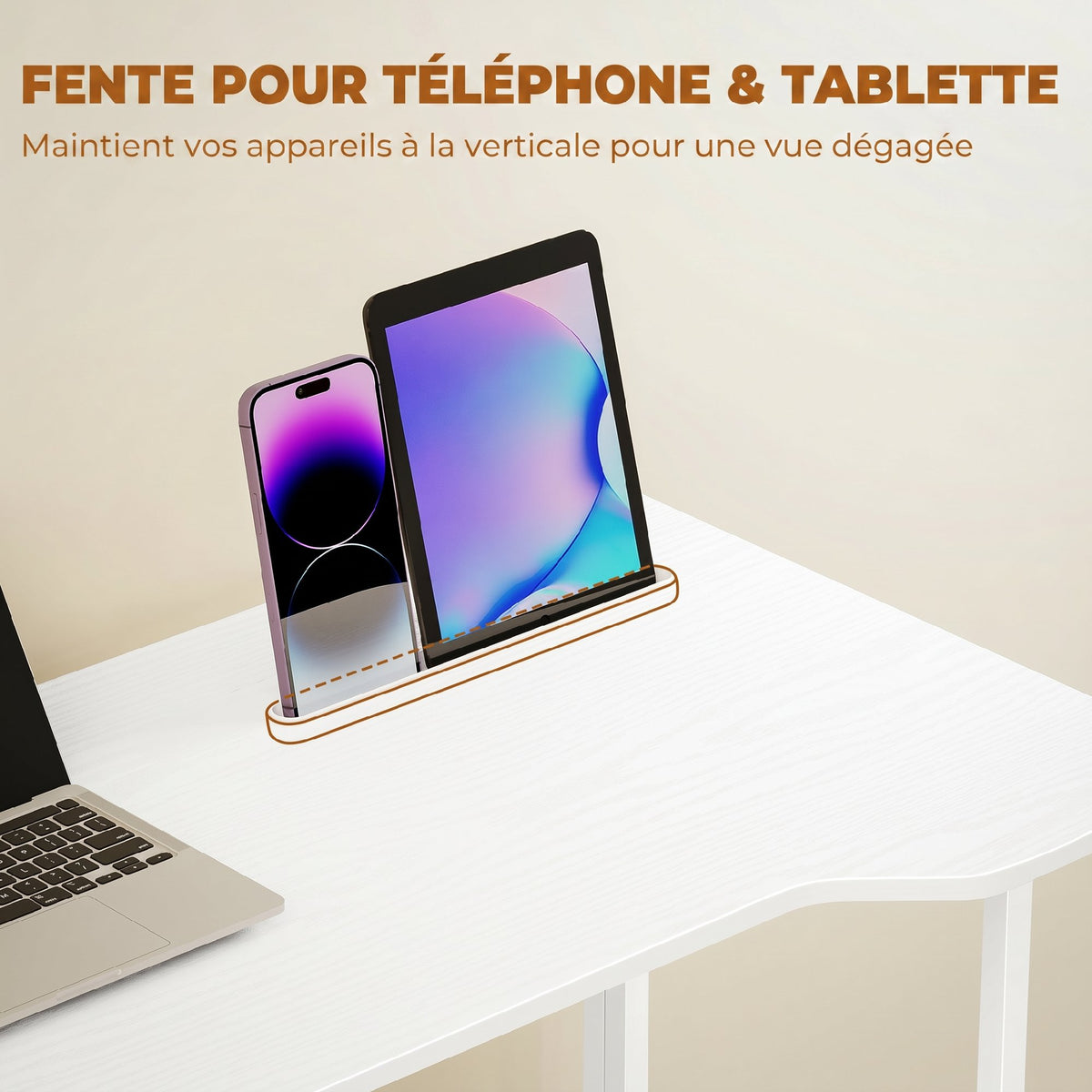 Bureau Pliable 80 x 52 cm, Bureau Ordinateur sur Roulettes avec Fente d'Appareil, Montage Facile, Bl – product view 2 | SeeMyMails Marketplace