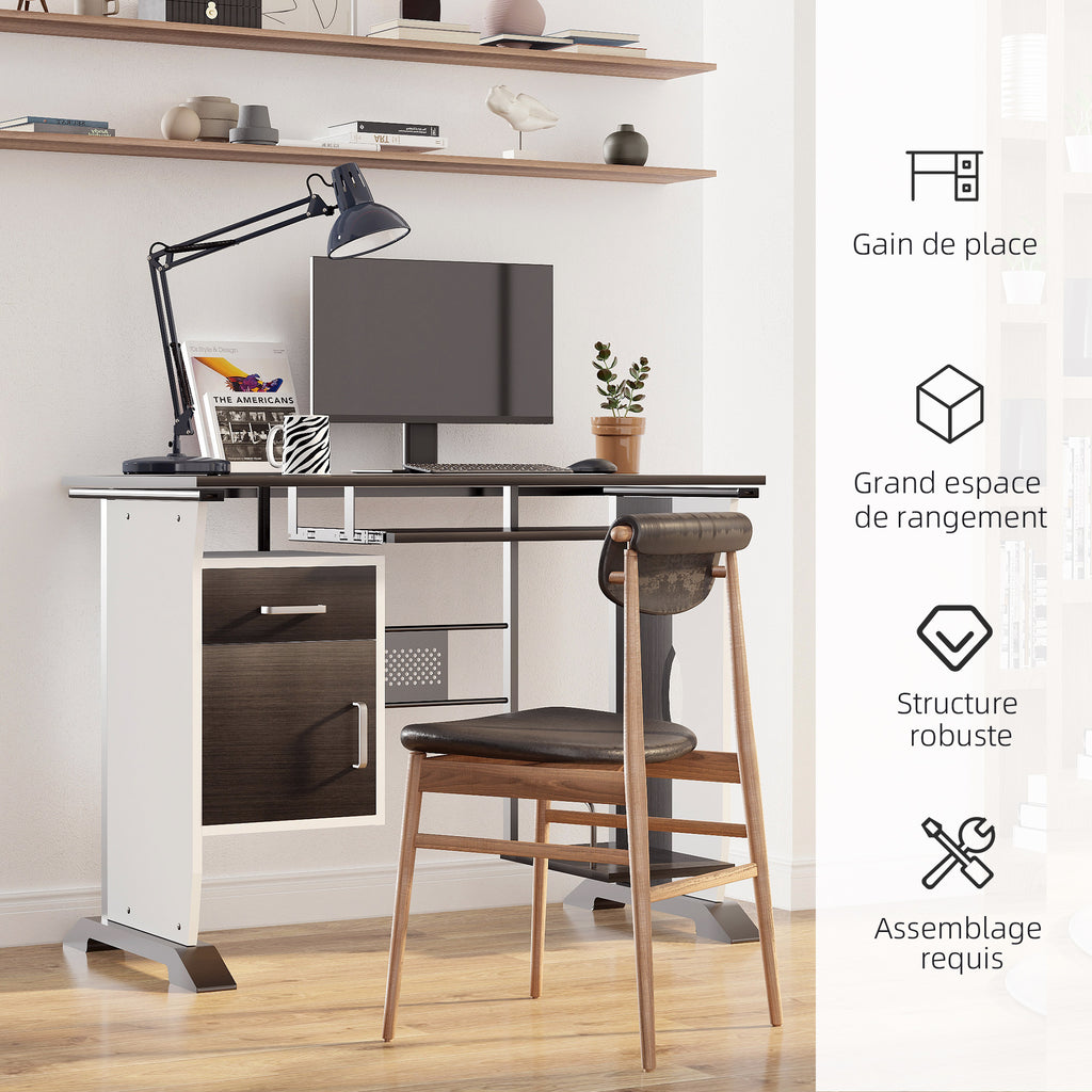 Bureau d'ordinateur, 100 x 52 x 75 cm, bureau avec tablette coulissante pour clavier, tiroirs et sup – product image 5 | SeeMyMails Marketplace