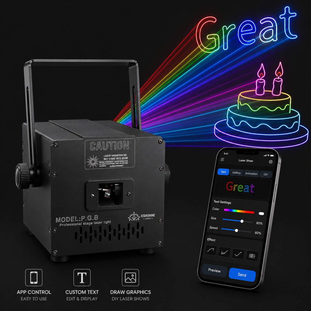 A16 App-Controlled RGB Laser Light Projector 6W for DJs | SeeMyMails Marketplace