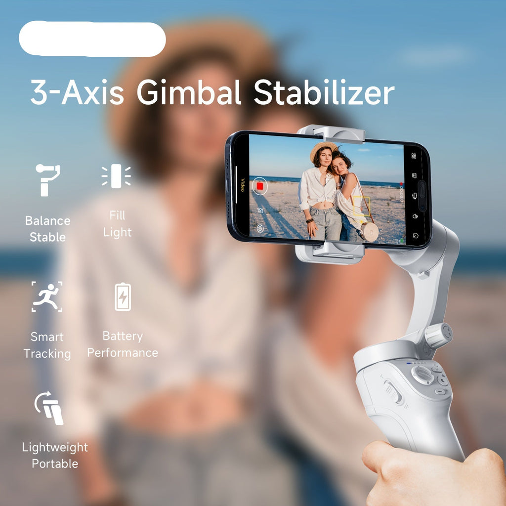 3-Axis Selfie Stick Stabilizer with LED & Face Tracking – product view 3 | SeeMyMails Marketplace