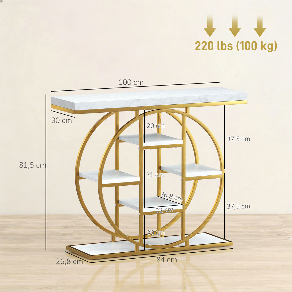Table Console d'Entrée Meuble d'Entrée Industrielle 6 Étagères Rangement Plateau 4cm 100 x 30 x 81,5 – product view 7 | SeeMyMails Marketplace