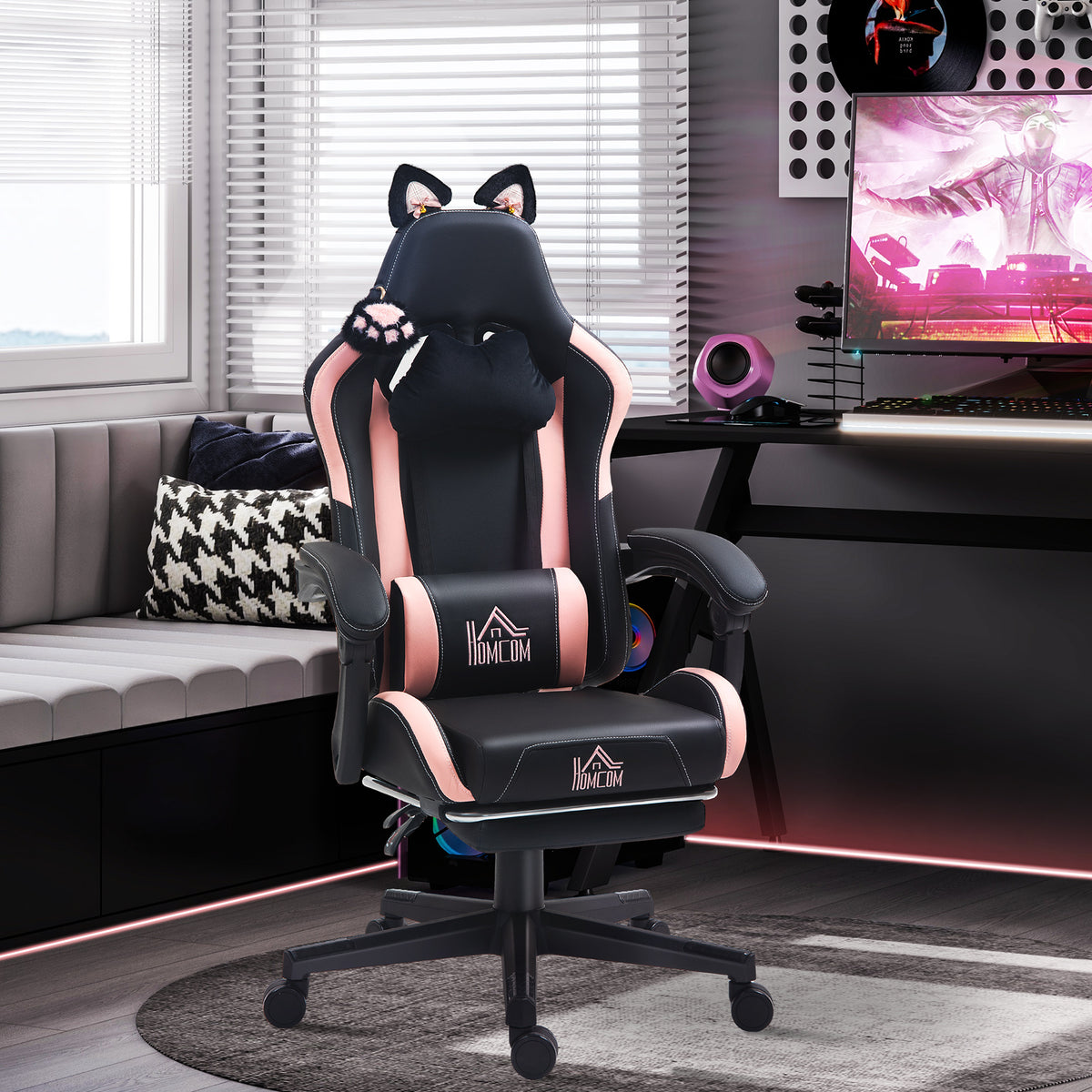 Chaise gaming ergonomique avec Oreilles de Chat, fauteuil gamer avec dossier inclinable, 65 x 62 x 1 | SeeMyMails Marketplace