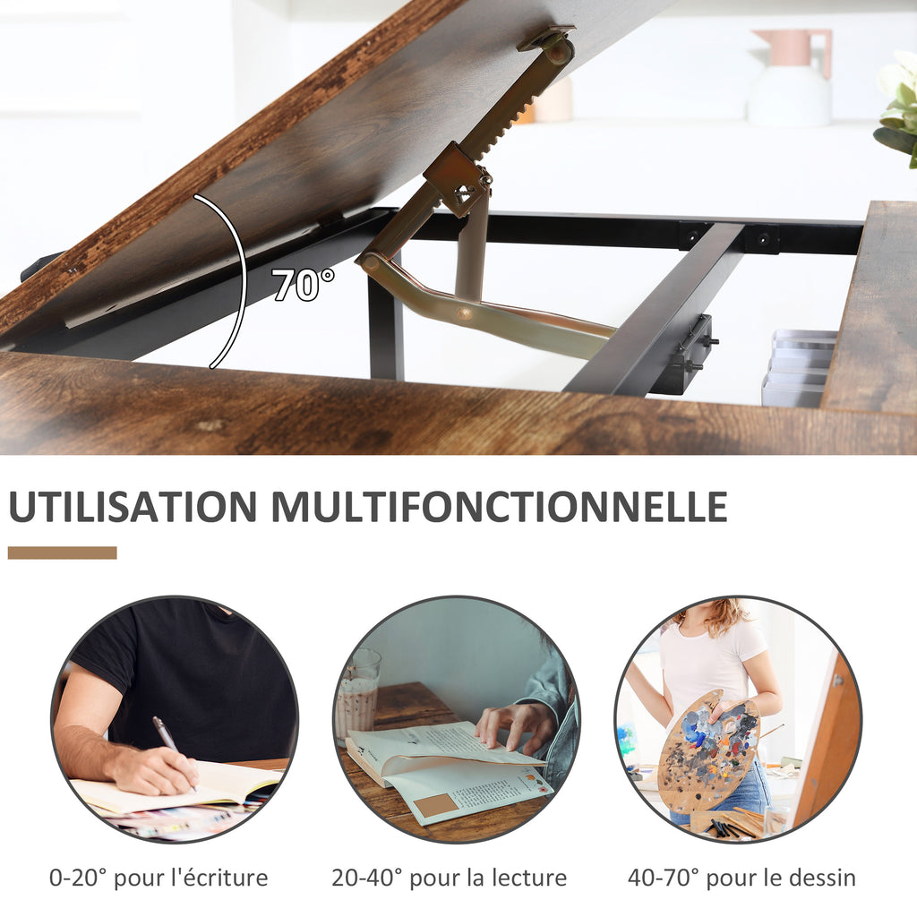 Table à dessin inclinable bureau informatique design industriel - plateau relevable, étagère - panne – product view 4 | SeeMyMails Marketplace