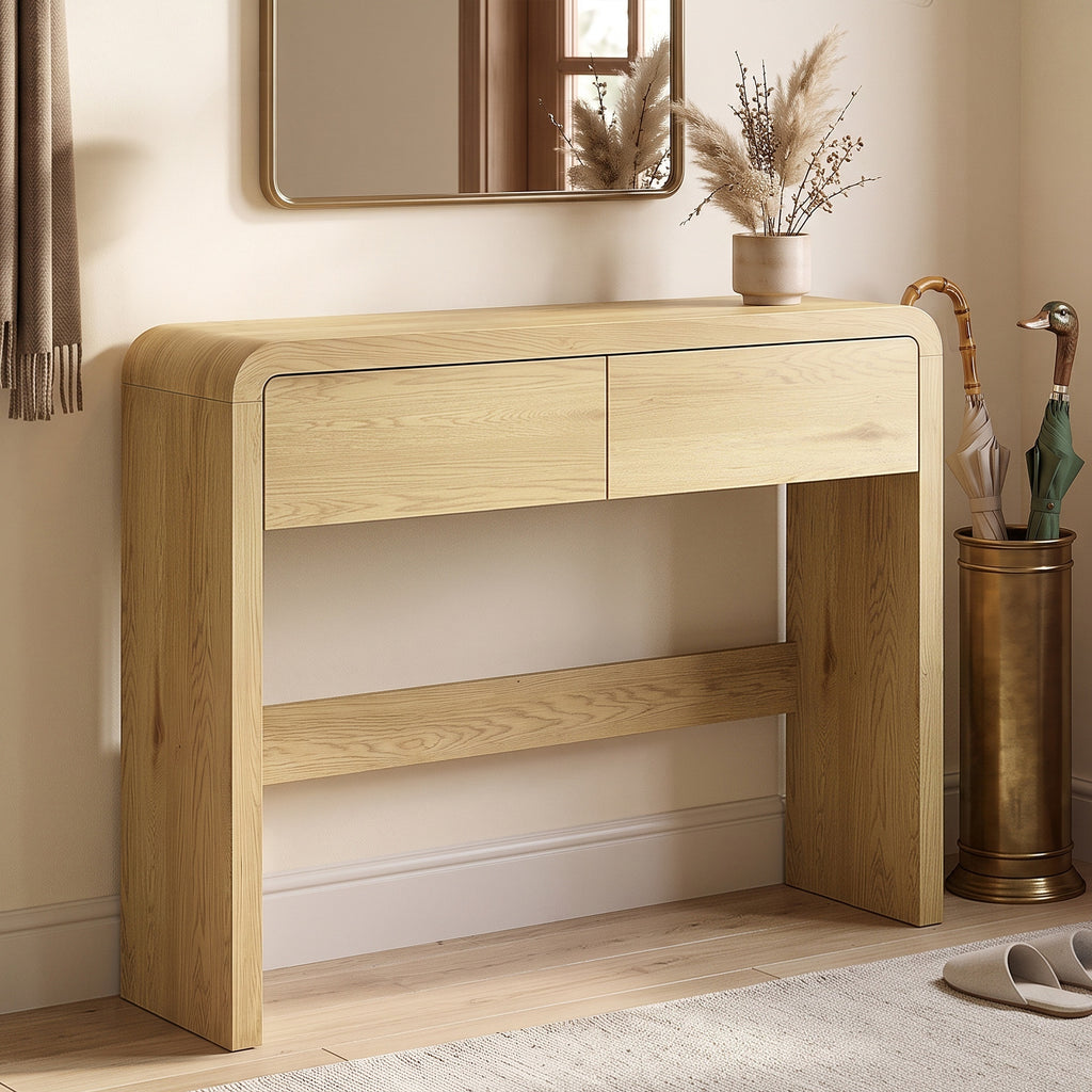 Table Console avec 2 Tiroirs, Console Meuble, 100 x 30 x 85 cm, Coins Arrondis et Plateau Épais, Boi – product view 5 | SeeMyMails Marketplace