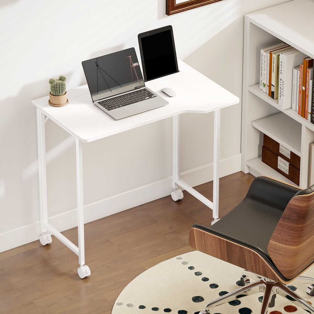 Bureau Pliable 80 x 52 cm, Bureau Ordinateur sur Roulettes avec Fente d'Appareil, Montage Facile, Bl – product view 5 | SeeMyMails Marketplace
