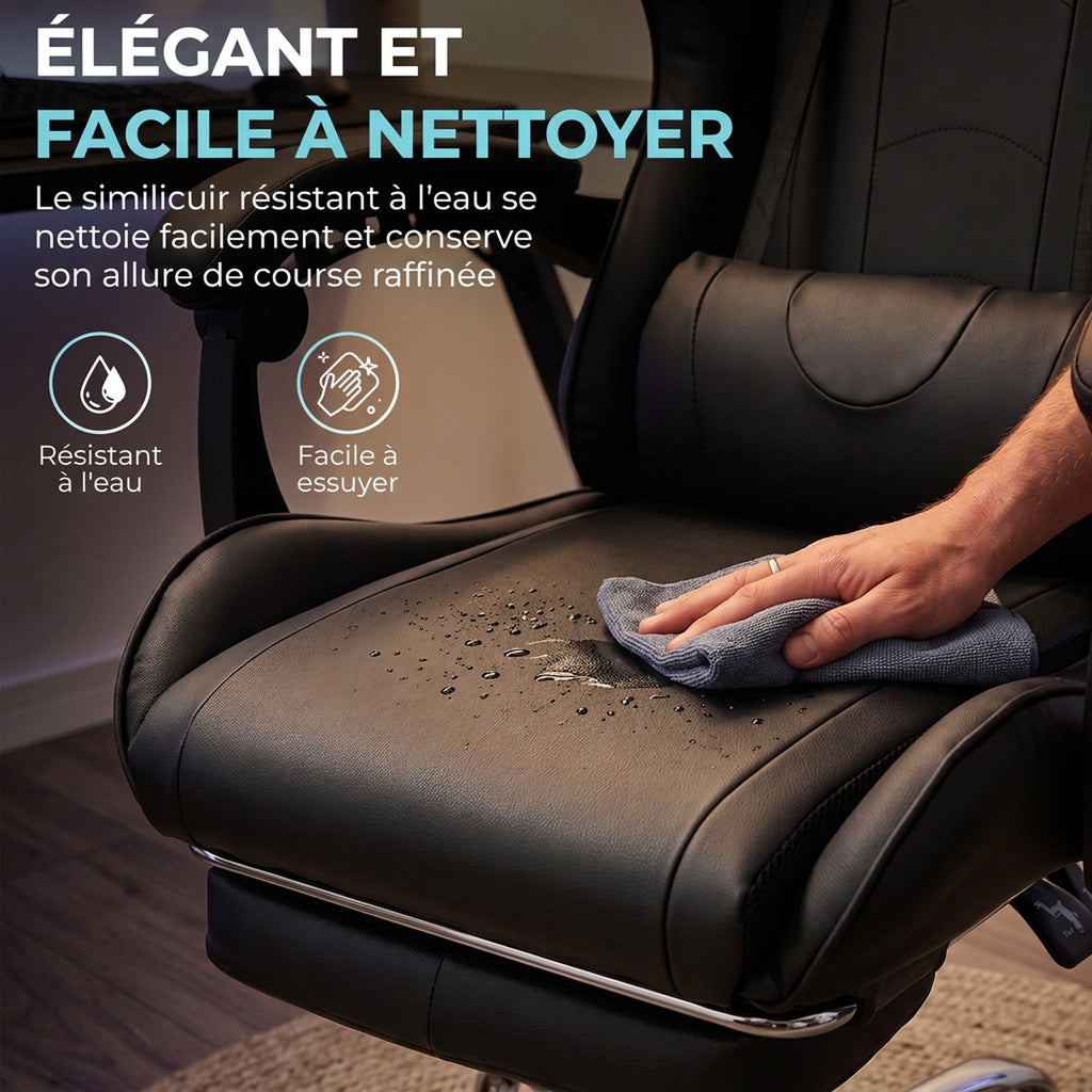 Chaise Gaming Ergonomique avec Coussin Lombaire Massant, Fauteuil Gaming Inclinable en Cuir Synthéti – product view 2 | SeeMyMails Marketplace