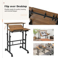 NNECW Mobile Stand up Computer Desk with 2 Tilting Desktops for Office Black | SeeMyMails Marketplace