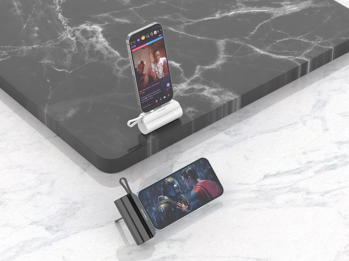 Carregador portátil Techancy 5000mAh, TF2777, cabo de carregamento 2 em 1 iP+Type-c com suporte para | SeeMyMails Marketplace
