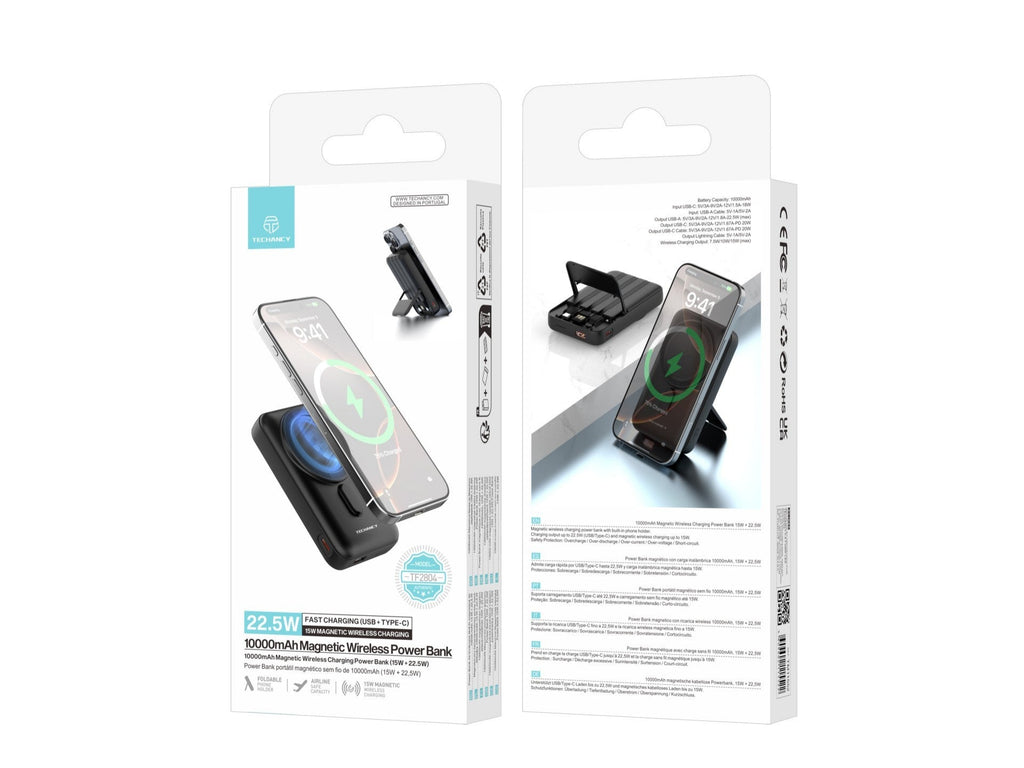 Techancy Power Bank Magnetico Sem Fios 10000mAh TF2804 15W Wireless 22.5W Carregamento Rapido com Su – product image 5 | SeeMyMails Marketplace