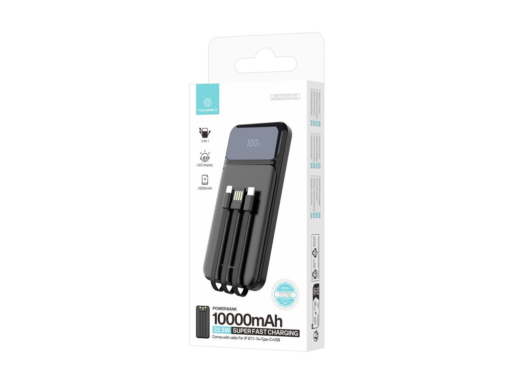 Techancy Power Bank 10000 Mah 22.5w TF2782, Cabo De Carregamento Type-C+Lightning+ Usb 3in1, Ecrã Di – product image 5 | SeeMyMails Marketplace