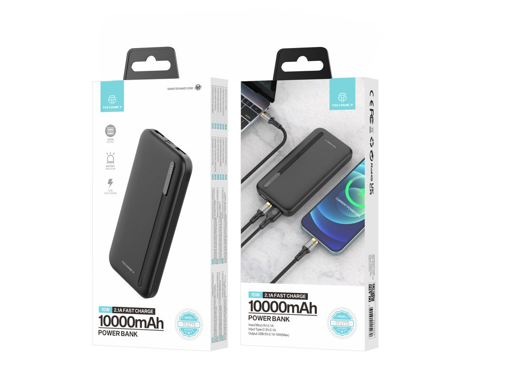 Techancy Power Bank 10000mah Preto TF2775, Carregamento Rápido De 10w Para Smartphones, Tablets E Mu – product image 2 | SeeMyMails Marketplace