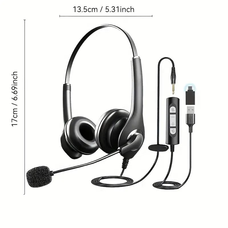 Wired Headset with Dual Noise Cancelling Mic for PC & Gaming | SeeMyMails Marketplace