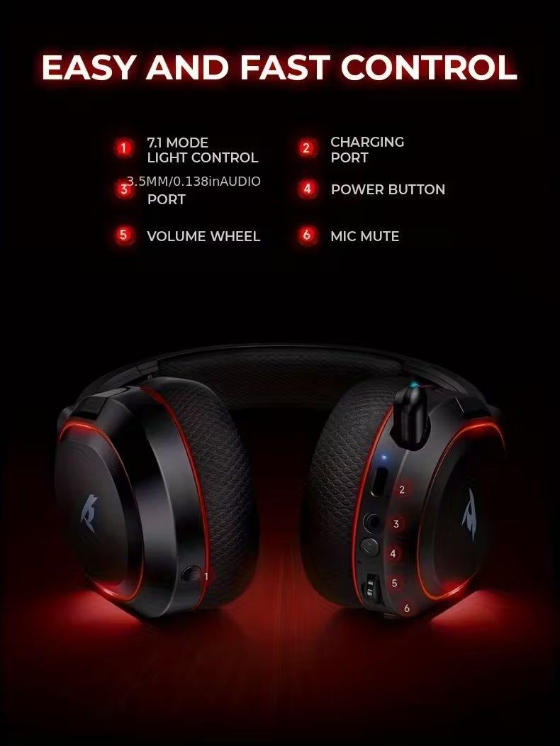 Wireless Gaming Headset Surround Sound RGB Mic – product view 4 | SeeMyMails Marketplace