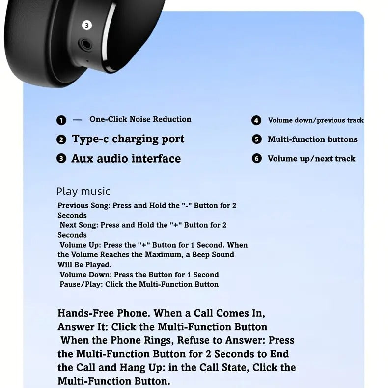 Wireless Bluetooth Over-Ear Headphones with ANC and Mic – product view 4 | SeeMyMails Marketplace