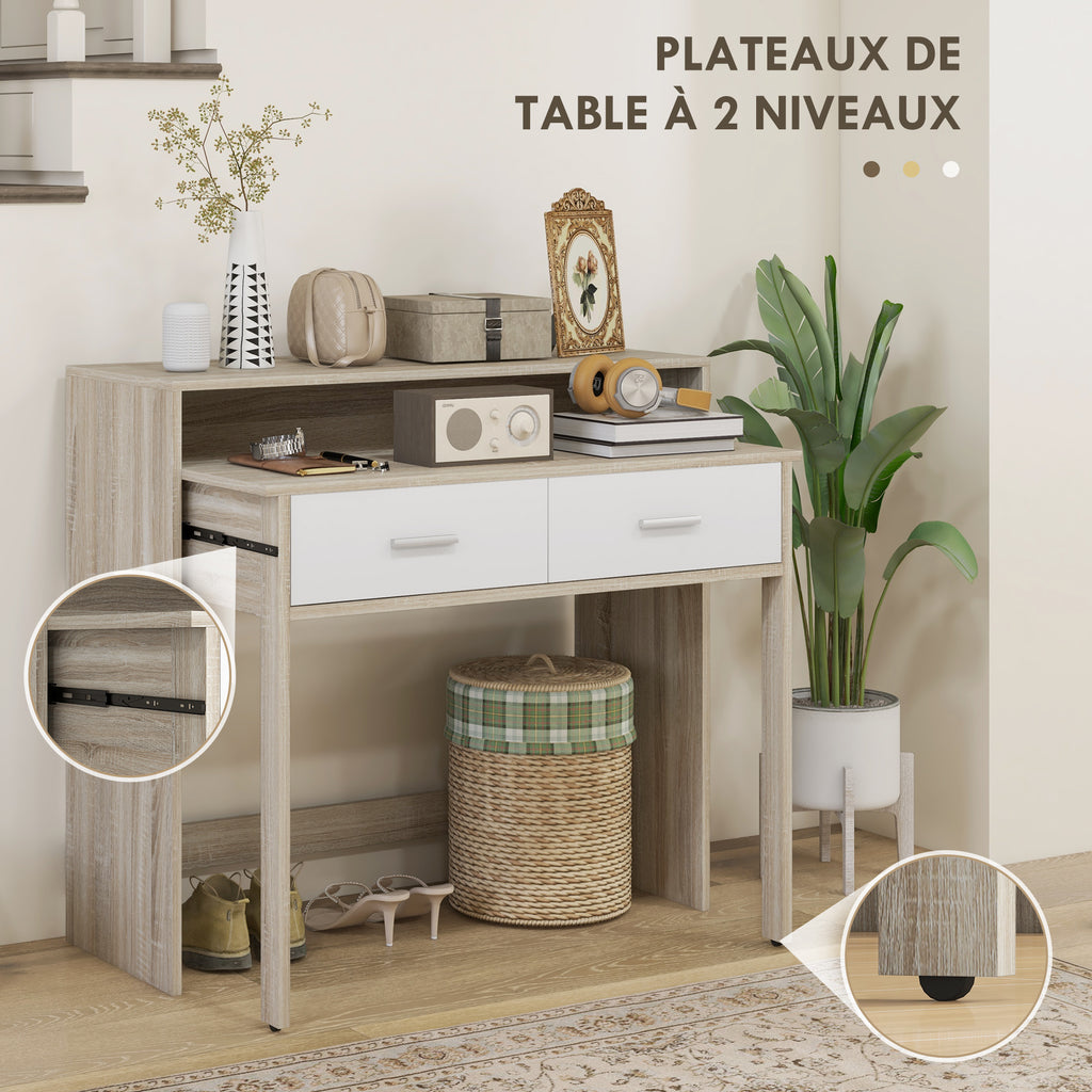 Table console avec plateau coulissant et 2 tiroirs, table de couloir avec rangement, 95l x 35P x 87H | SeeMyMails Marketplace