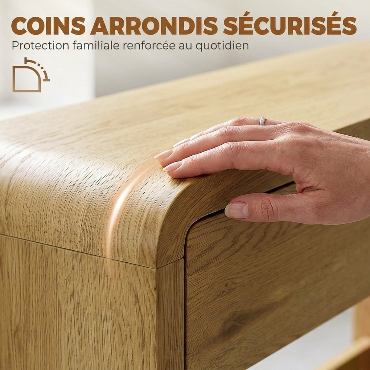 Table Console avec 2 Tiroirs, Console Meuble, 100 x 30 x 85 cm, Coins Arrondis et Plateau Épais, Boi – product view 7 | SeeMyMails Marketplace