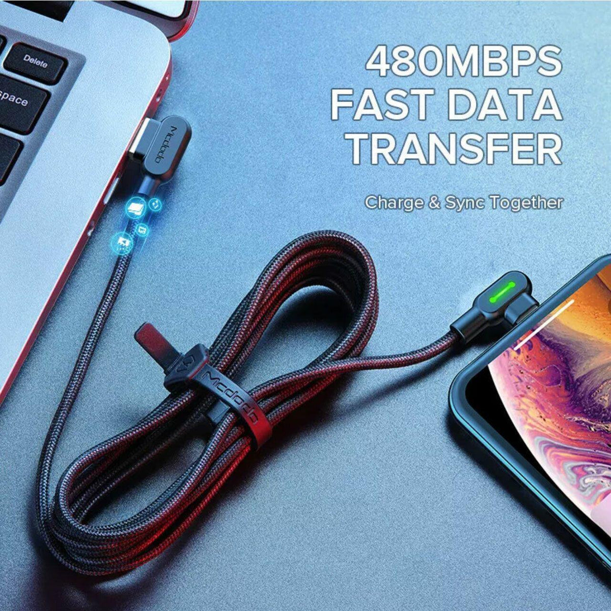 Mcdodo Fast Usb Cable Heavy Duty Charging Syn Charger Iphone 90 Degree Angle – product view 4 | SeeMyMails Marketplace