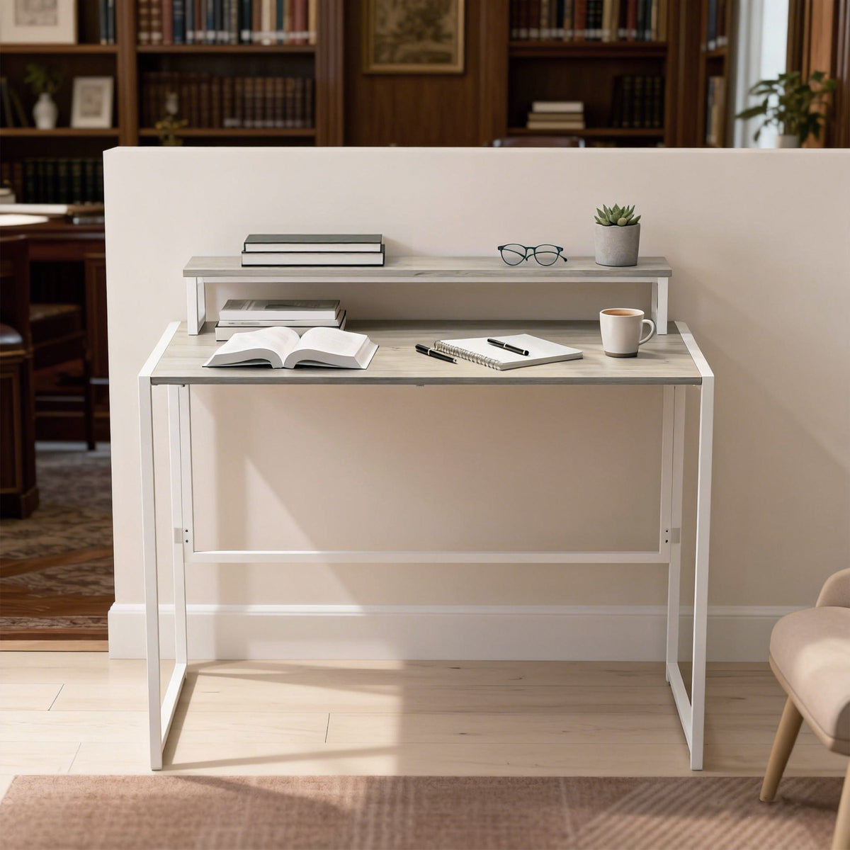 Bureau d'ordinateur pliable avec support d'écran, pour chambre, petits espaces, 100 x 48 x 87,5 cm,  – product view 5 | SeeMyMails Marketplace