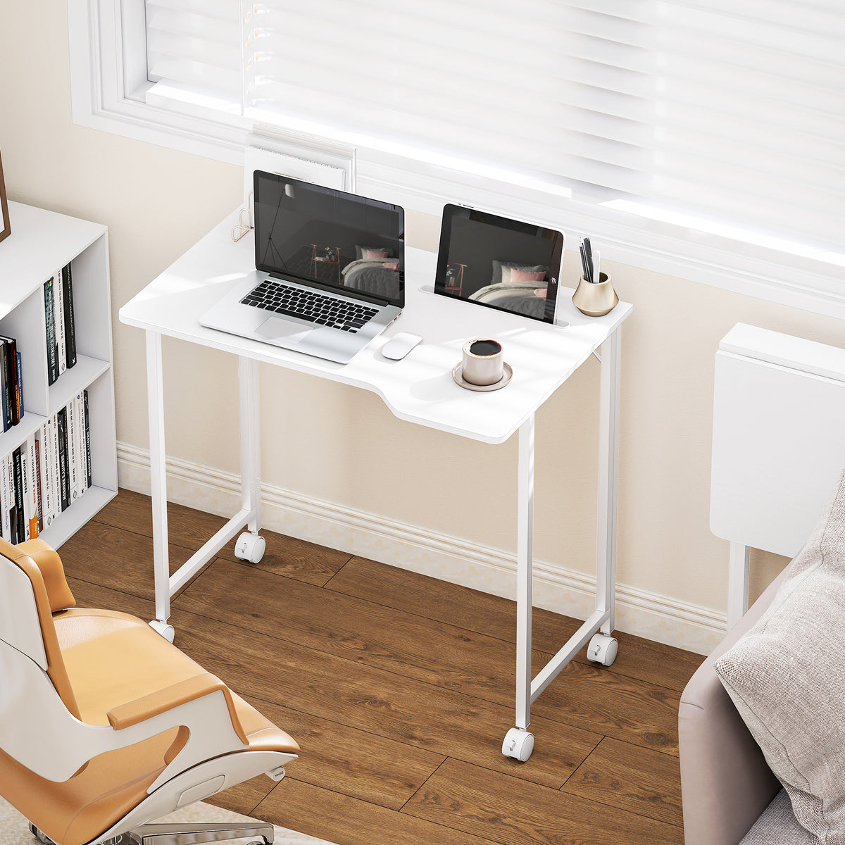 Bureau Pliable 80 x 52 cm, Bureau Ordinateur sur Roulettes avec Fente d'Appareil, Montage Facile, Bl – product view 4 | SeeMyMails Marketplace