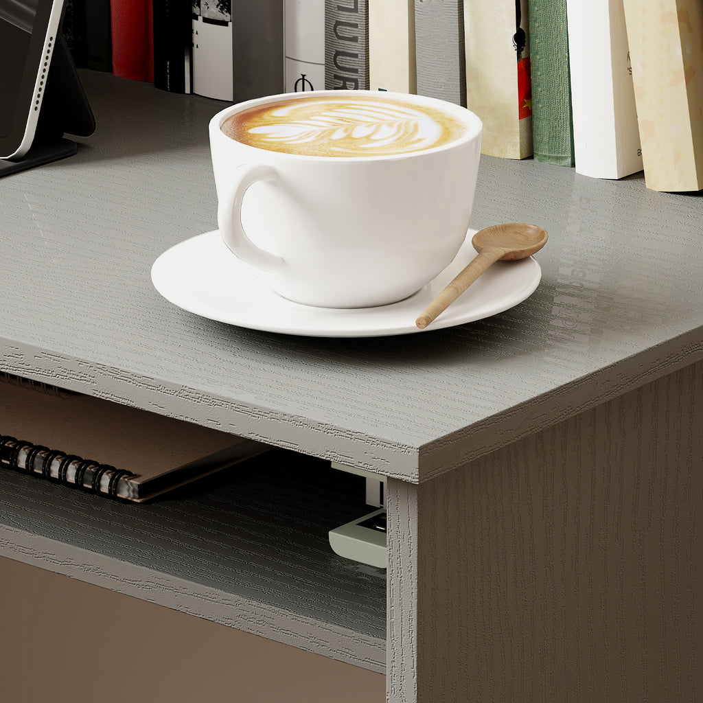 Bureau informatique sobre épuré compact avec 1 étagère, panneaux de particules, dim. 90l x 50P x 74H – product view 6 | SeeMyMails Marketplace