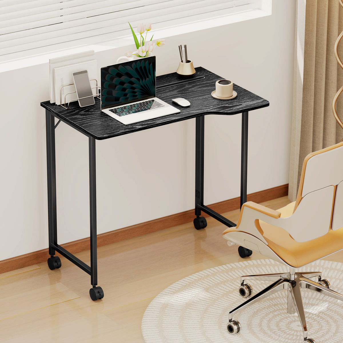 Bureau Pliable 80 x 52 cm, Bureau Ordinateur sur Roulettes avec Fente d'Appareil, Montage Facile, No – product view 2 | SeeMyMails Marketplace
