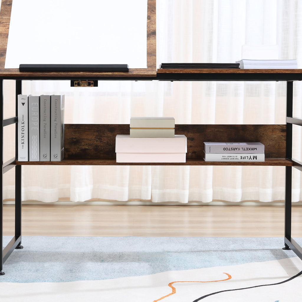 Table à dessin inclinable bureau informatique design industriel - plateau relevable, étagère - panne – product view 5 | SeeMyMails Marketplace