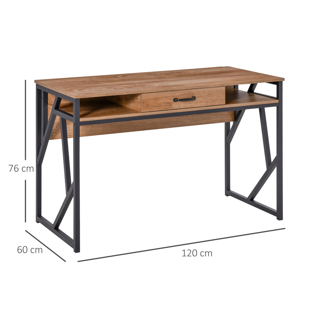 Bureau Style Industriel 120L x 60l x 76H cm tiroir + 2 niches piètement métal Noir Plateau, pour Étu – product view 9 | SeeMyMails Marketplace