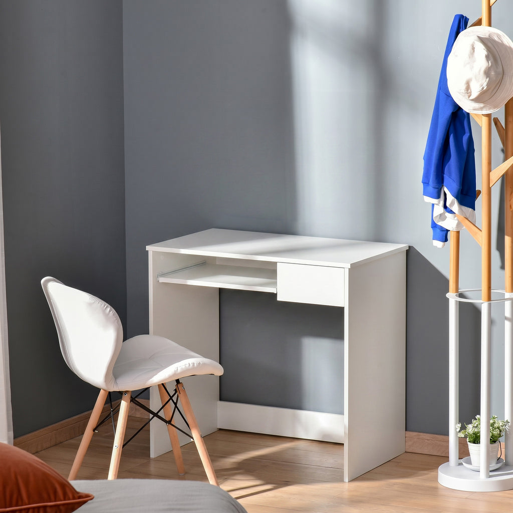 Bureau d'Ordinateur, 80 x 45 x 75 cm, Bureau avec Rangement, Plateau pour Clavier et Tiroir, Blanc | SeeMyMails Marketplace