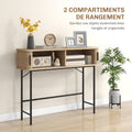 Console meuble, table console avec portes coulissantes à lattes et pieds en acier, pour salon, chêne | SeeMyMails Marketplace