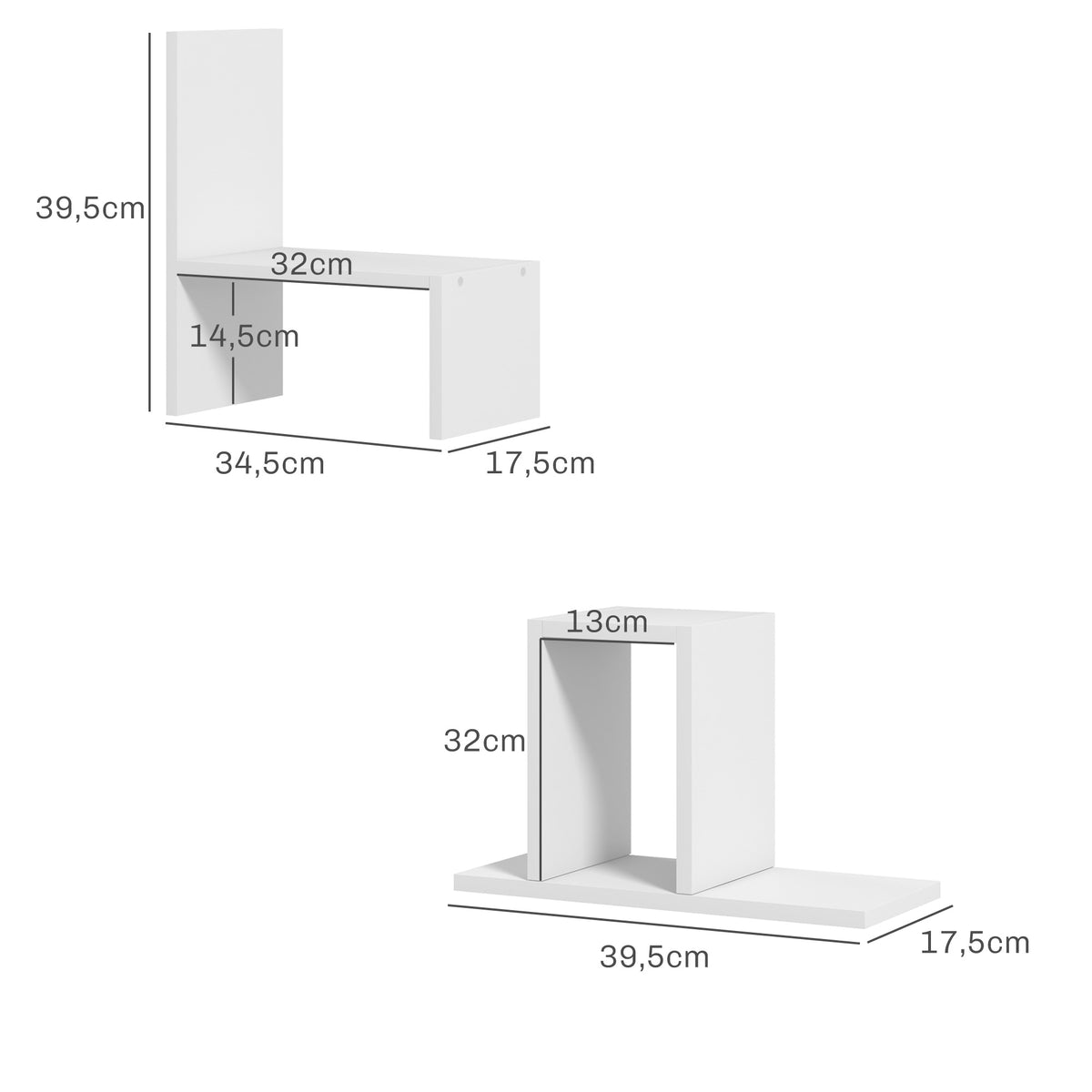 Étagère de bureau modulable, organisateur de bureau multifonctionnel, 2 pièces, MDF, blanc – product view 5 | SeeMyMails Marketplace