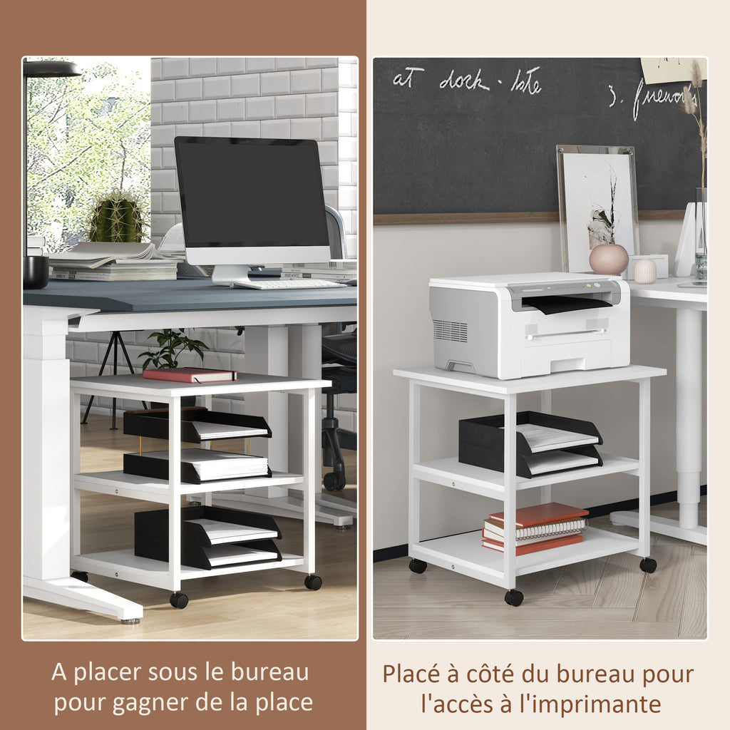 Support d'imprimante desserte de rangement 3 niveaux étagères mobile sur roulettes 50L x 50l x 52,5H – product image 2 | SeeMyMails Marketplace